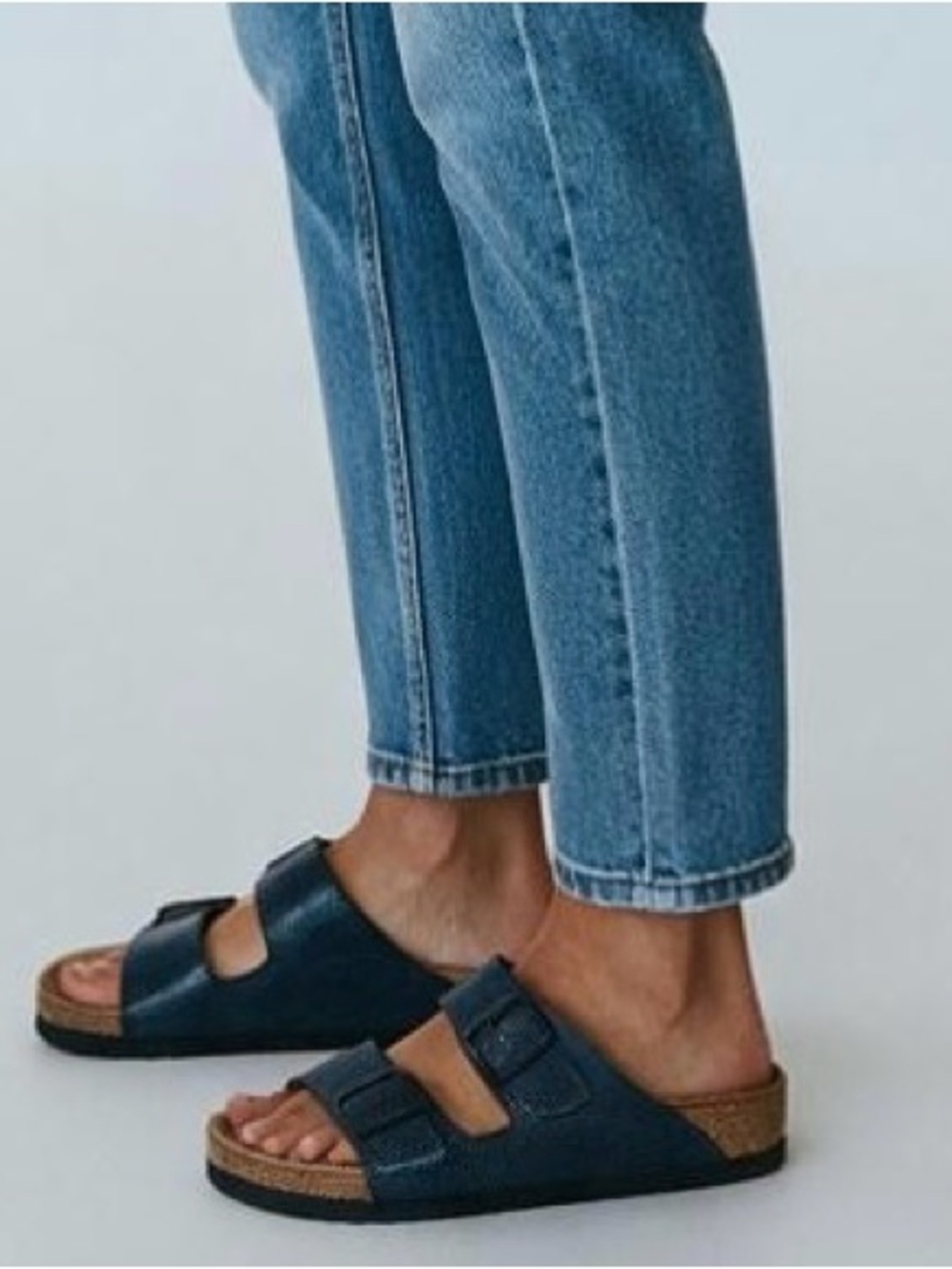 Birkenstock Arizona Birko-Flor Embossed Sandals Blue  olí

 EU 39 colors shiny p